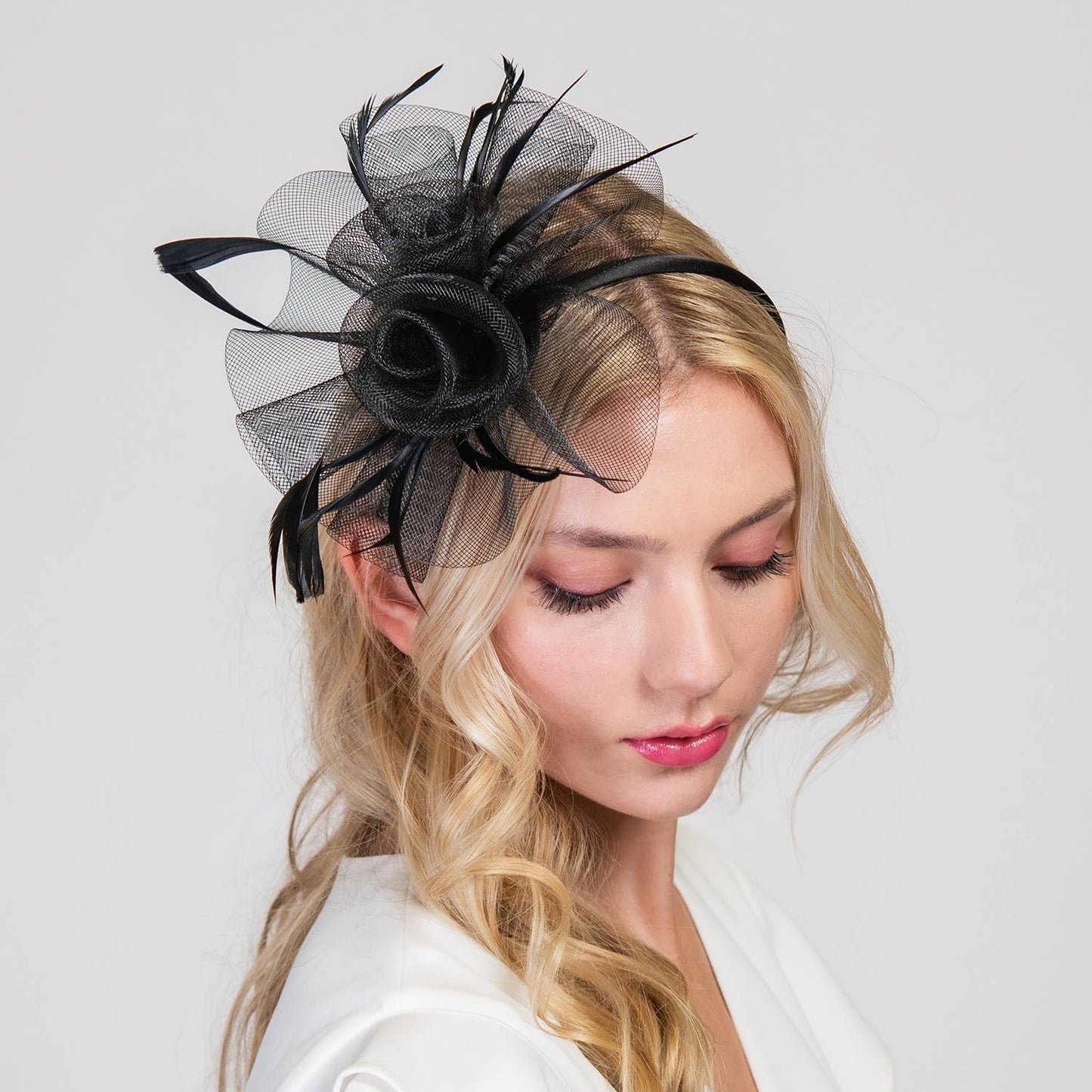Floral Feather Sheer Mesh Fascinator (Available in 3 Colors)