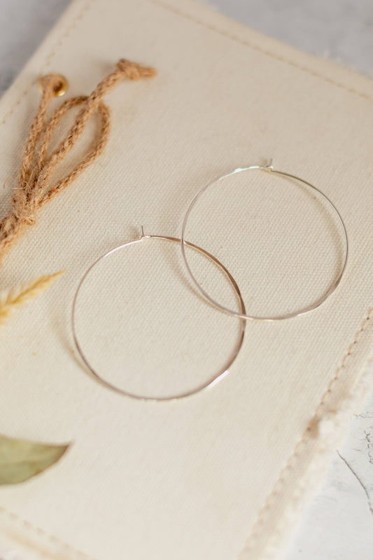 Little Paper Crane- 2" Sterling Silver Hoops