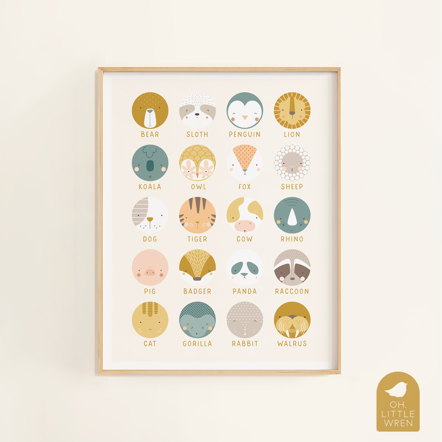 Oh, Little Wren Animal Faces Art Print, 11x14