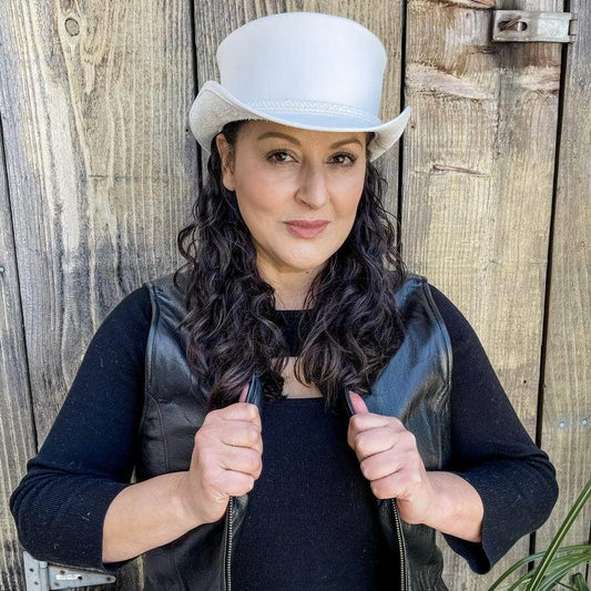 American Hat Makers Ghost Rider - White Leather Top Hat