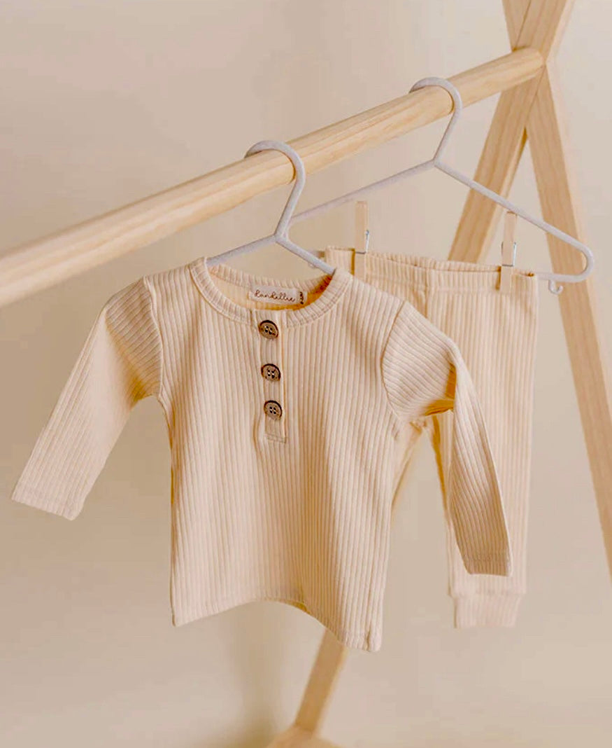 Dandillie Daisy Ribbed Long Sleeve Set