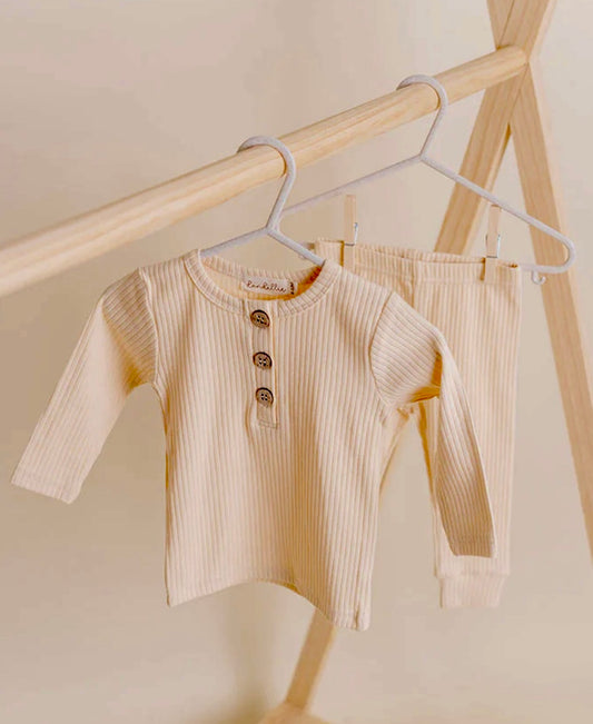 Dandillie Daisy Ribbed Long Sleeve Set