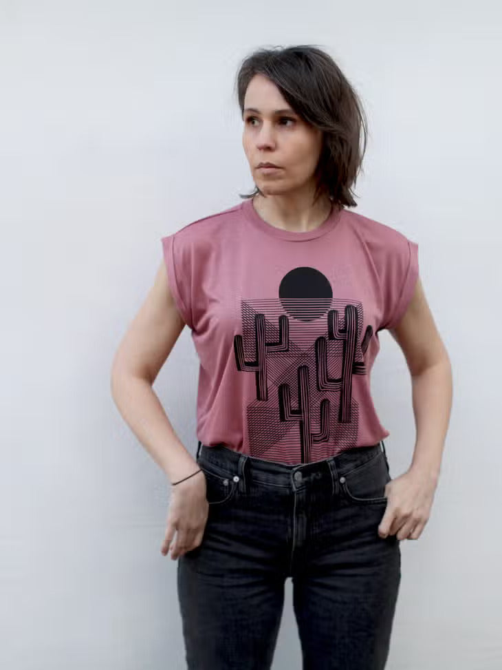 Desert Landscape Womens Rolled Cuff Muscle Tee