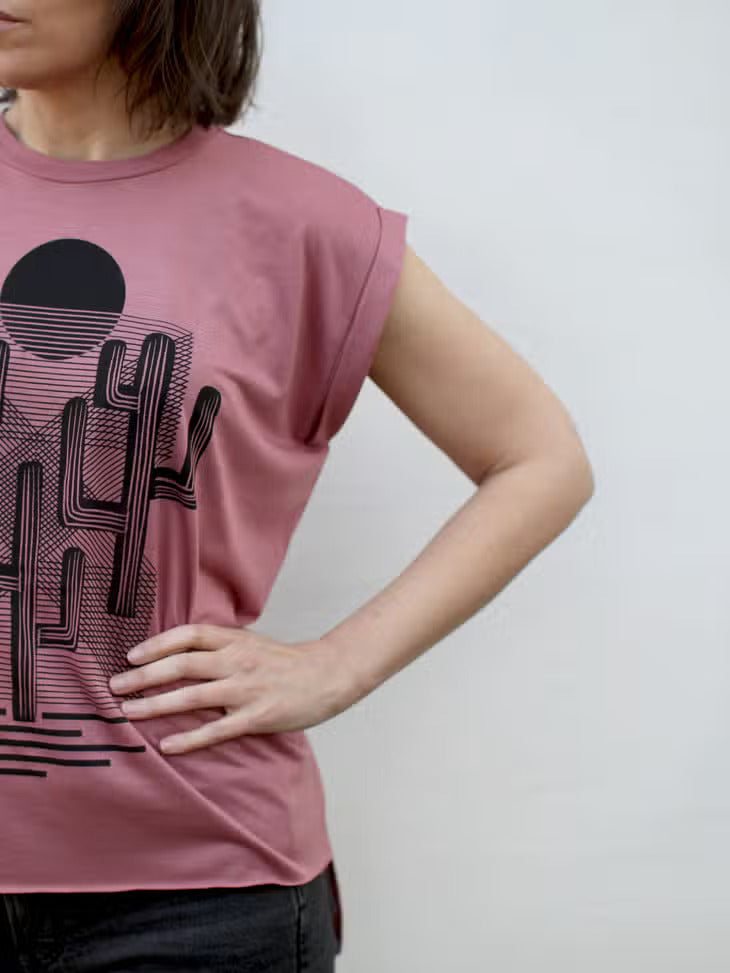 Desert Landscape Womens Rolled Cuff Muscle Tee