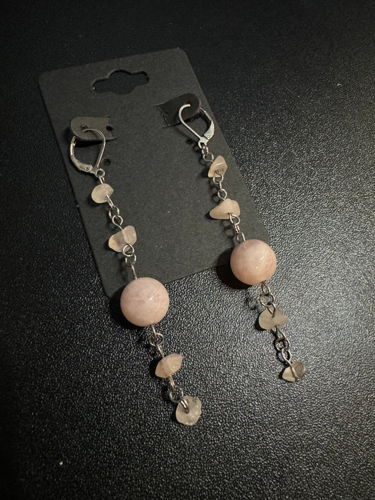 Sacred Lynx Pink Eclipse Earrings: Rose Quartz