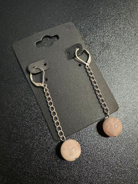 Sacred Lynx Disco Ball Earrings: Rose Quartz