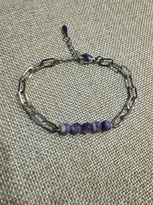 Sacred Lynx Chevron Amethyst paperclip chain Bracelet