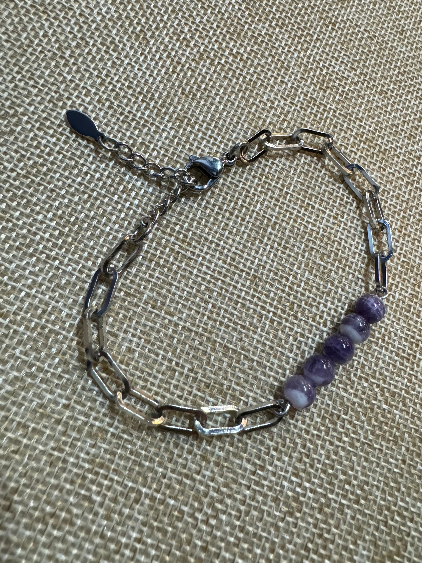 Sacred Lynx Chevron Amethyst paperclip chain Bracelet