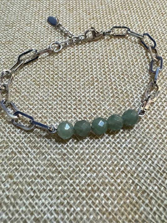 Sacred Lynx Green Aventurine paperclip chain Bracelet