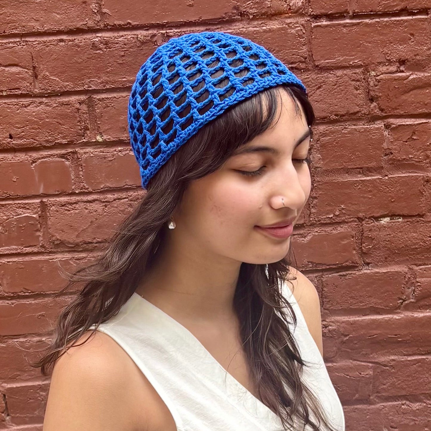 Crochet Juliet Cap in Royal Blue