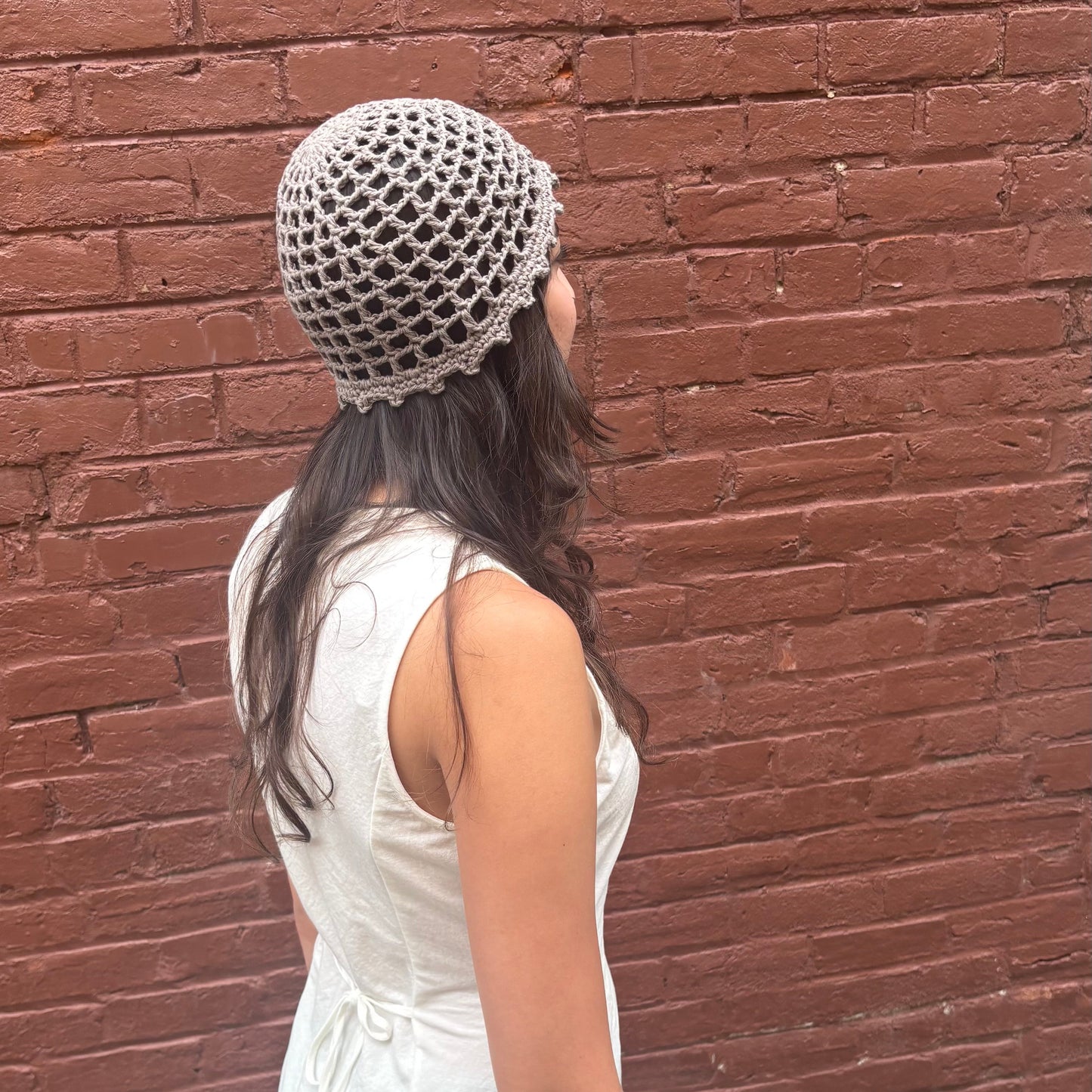 Crochet Juliet Cap in Slate Gray