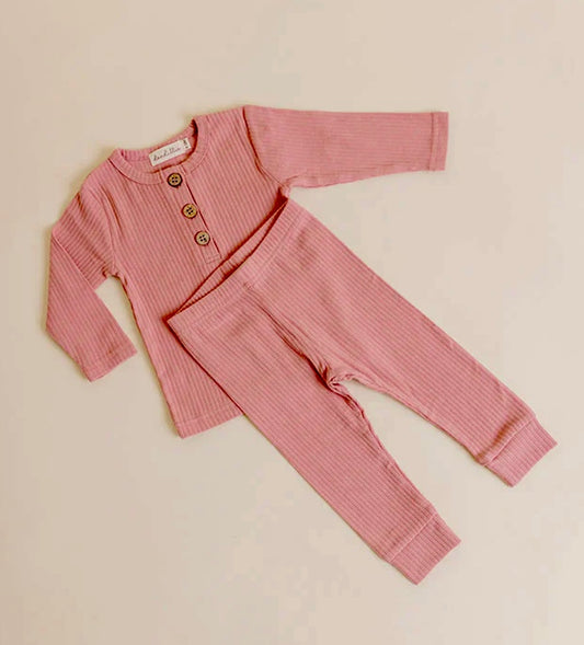 Dandillie Mullberry Ribbed Long Sleeve Set