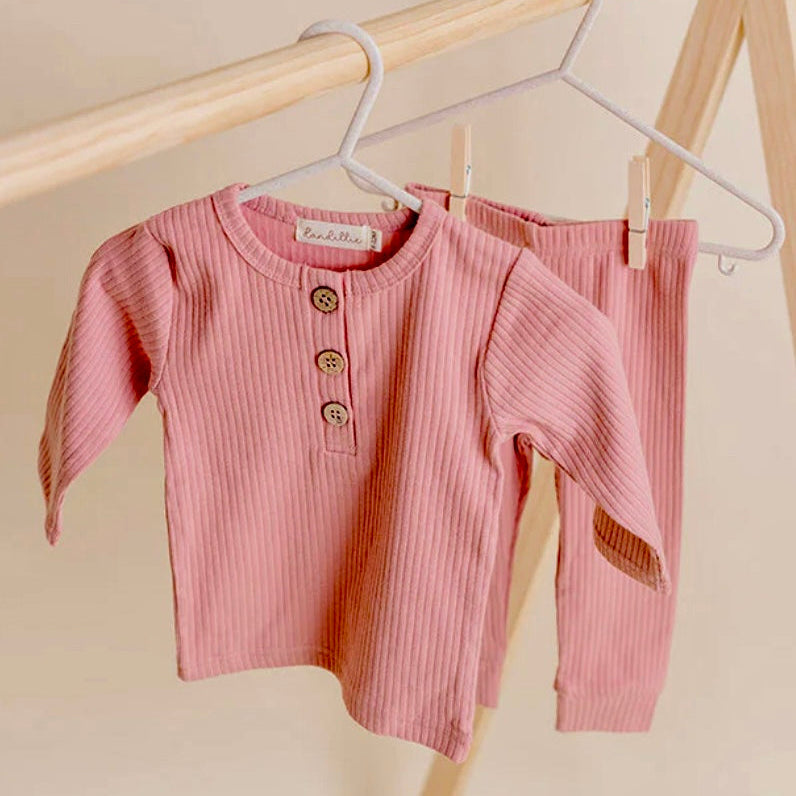 Dandillie Mullberry Ribbed Long Sleeve Set