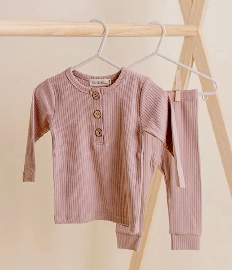 Dandillie Pebble Ribbed Long Sleeve Set