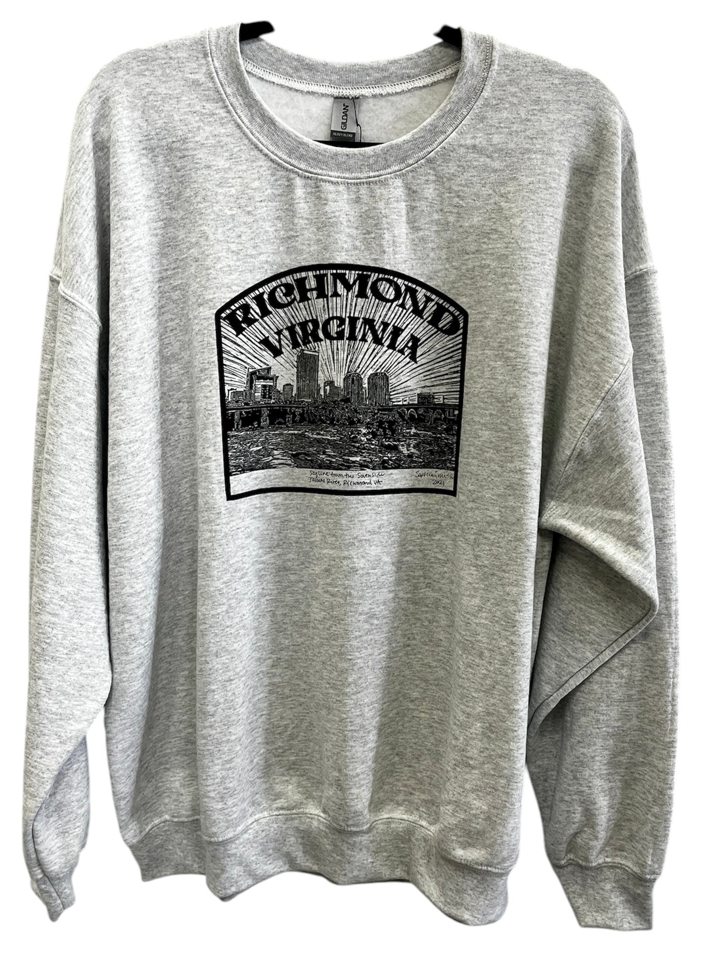Richmond, VA Skyline Hand Screen Crewneck Sweatshirt