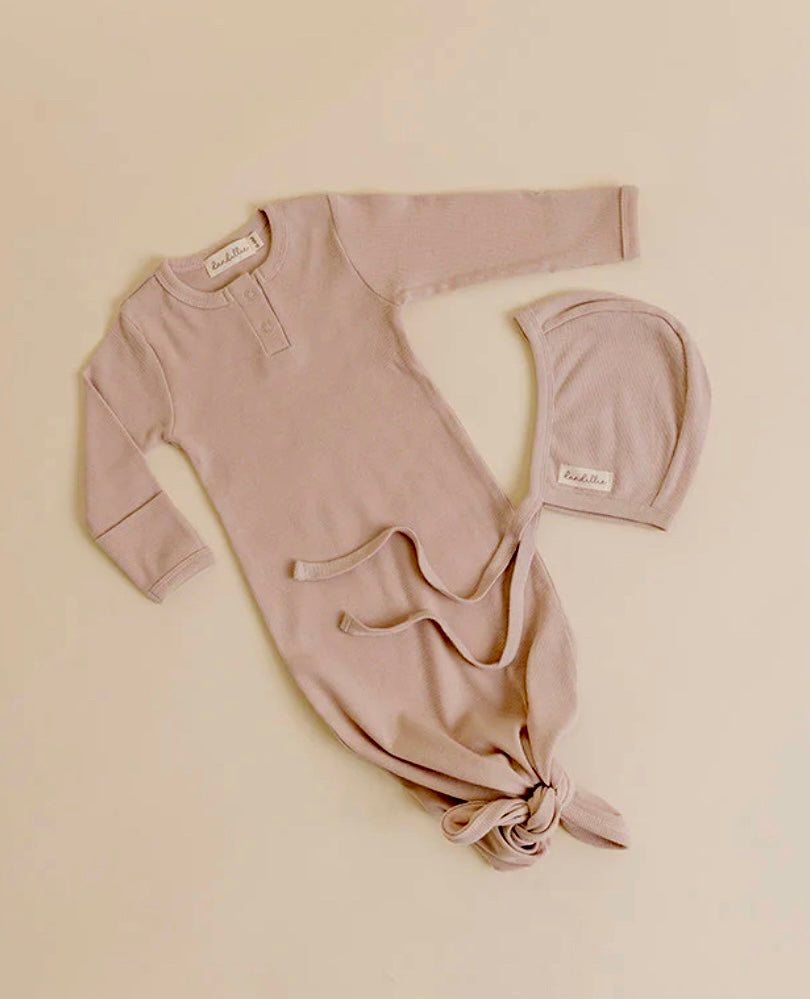 Dandillie Ribbed Gown and Bonnet Set 0-6 months