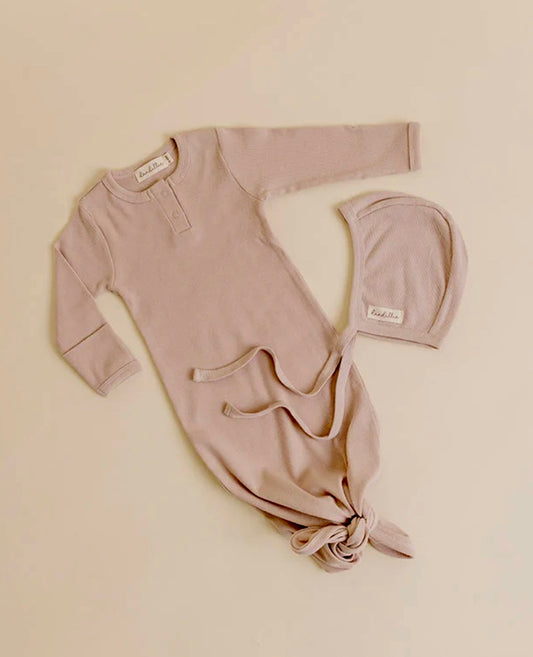 Dandillie Ribbed Gown and Bonnet Set 0-6 months