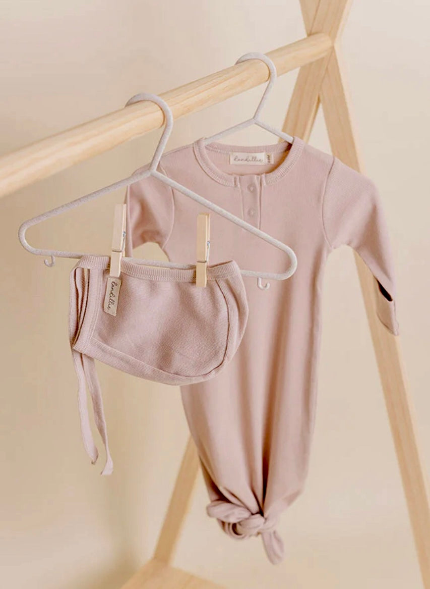 Dandillie Ribbed Gown and Bonnet Set 0-6 months