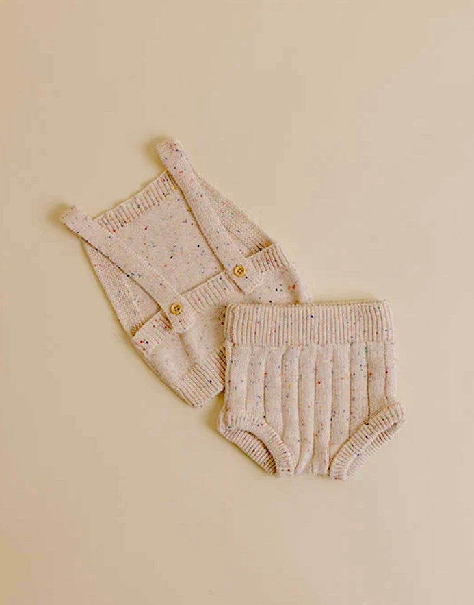 Dandillie Sprinkle Knit Top & Bloomer Set in Oat