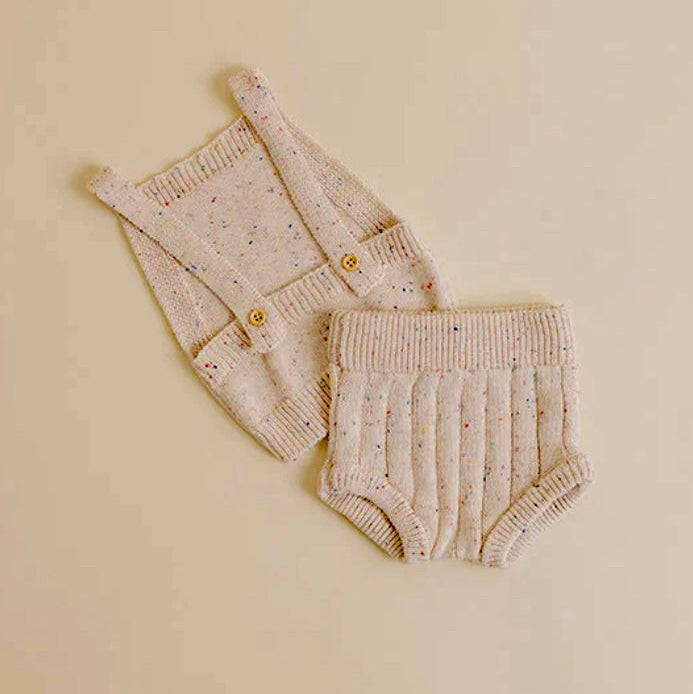 Dandillie Sprinkle Knit Top & Bloomer Set in Oat