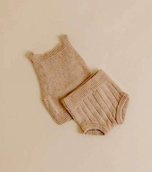 Dandillie Sprinkle Knit Top & Blommer Set in Hazelnut
