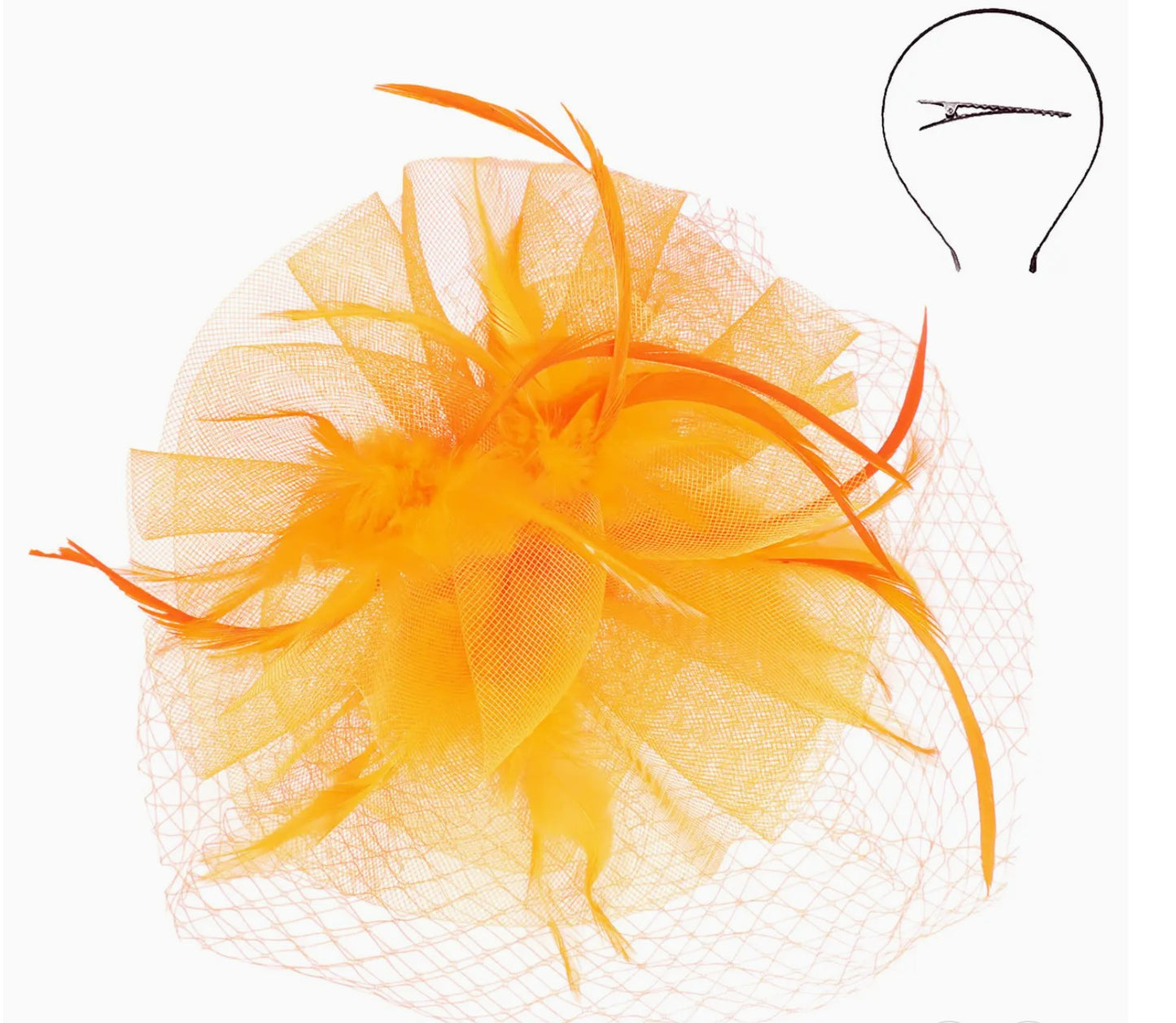 Ruffle Mesh with Feathers & Netting Fascinator
