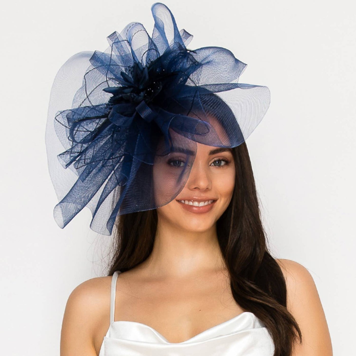 Floral Feathered Sinamay Mesh Coral Fascinator