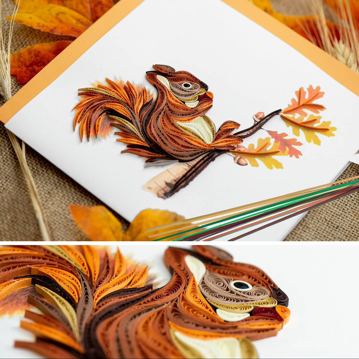 Handcrafted Quilled Squirrel Greeting Card