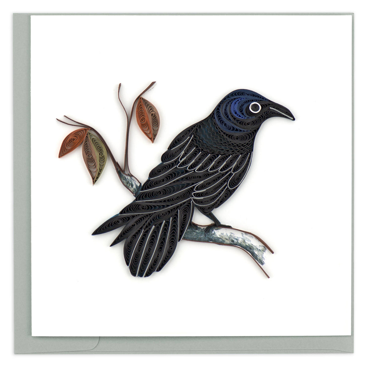 Handcrafted Quilled Raven Greeting Card