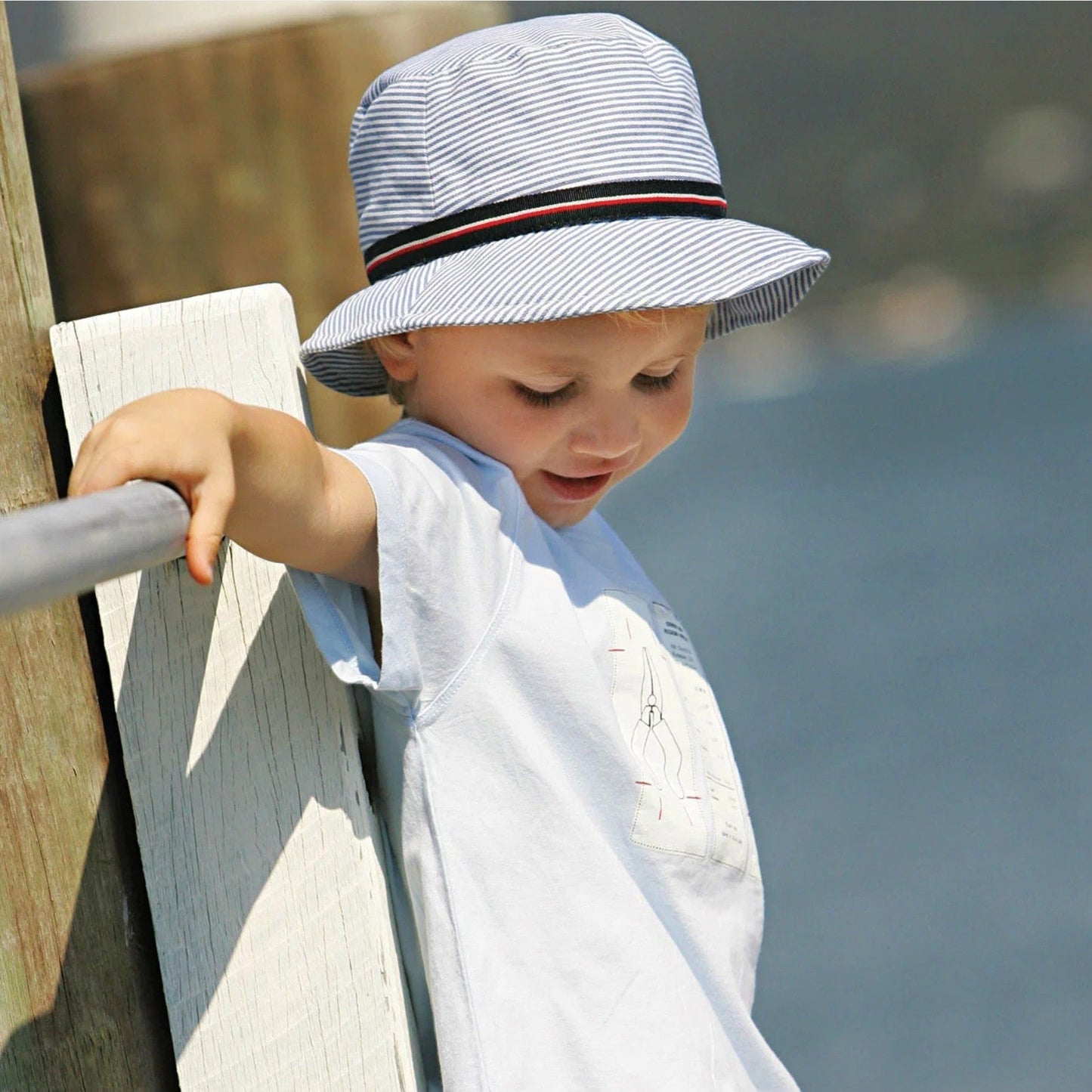 Wallaroo Sawyer Blue Striped Kids Hat Size 4-8 years