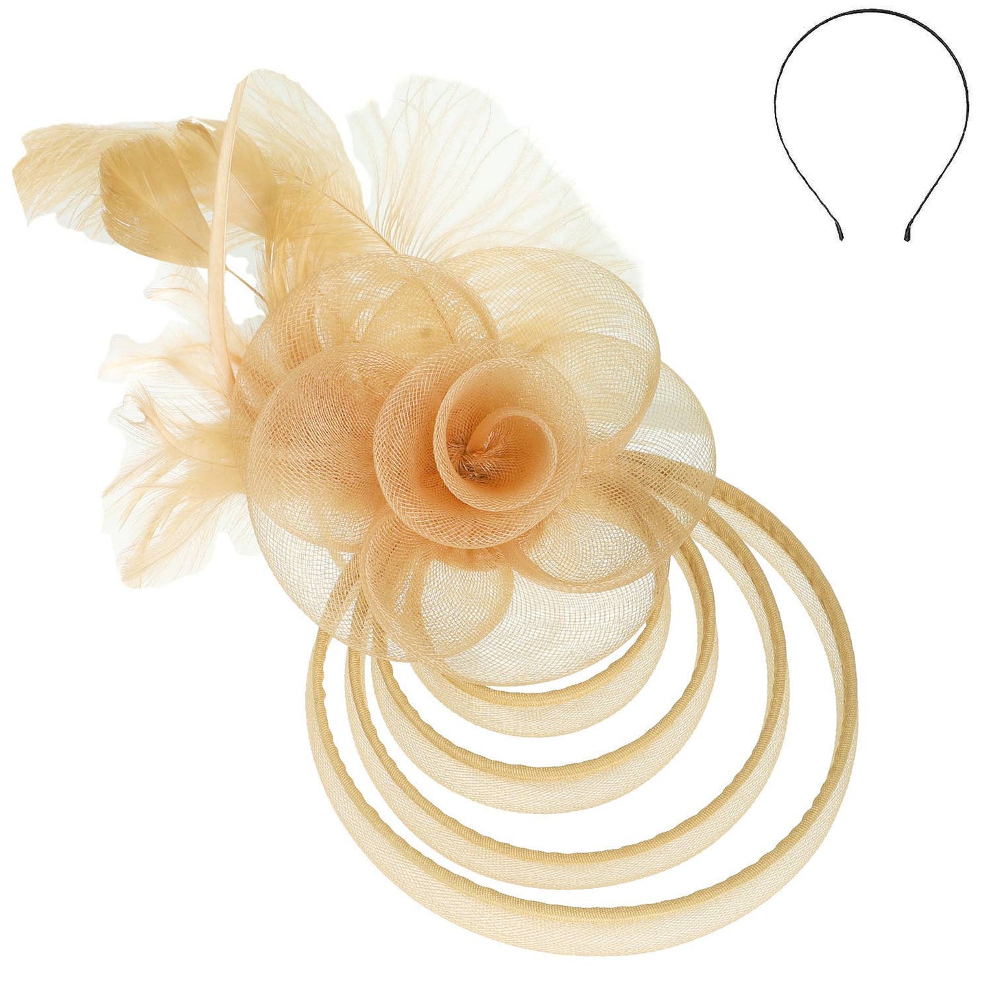 Floral Feathered Mesh Fascinator with Headband (Different Colorways Available)