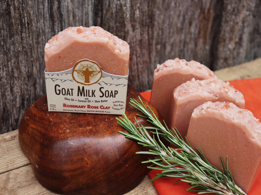 Moth Wood Farm Rosemary Rose Clay Goat Milk Soap