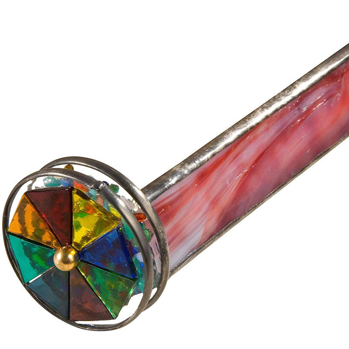 Red White Double Wheel Glass Kaleidoscope
