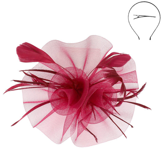 Floral Feather Sheer Mesh Fascinator (Available in 3 Colors)