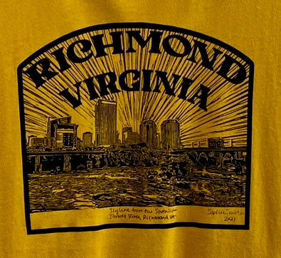 Richmond, VA Skyline Hand Screen T-Shirt