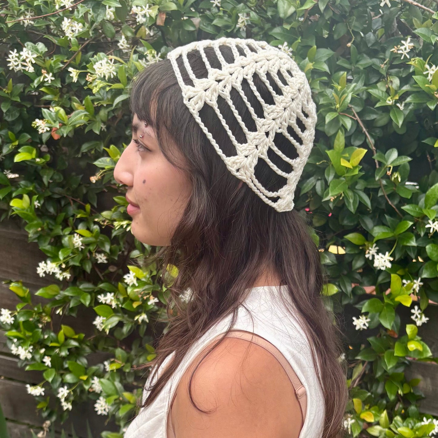 Crochet Juliet Cap in Ivory