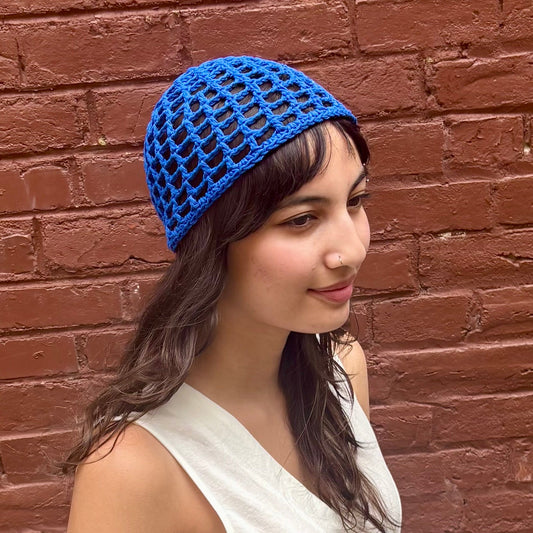 Crochet Juliet Cap in Royal Blue