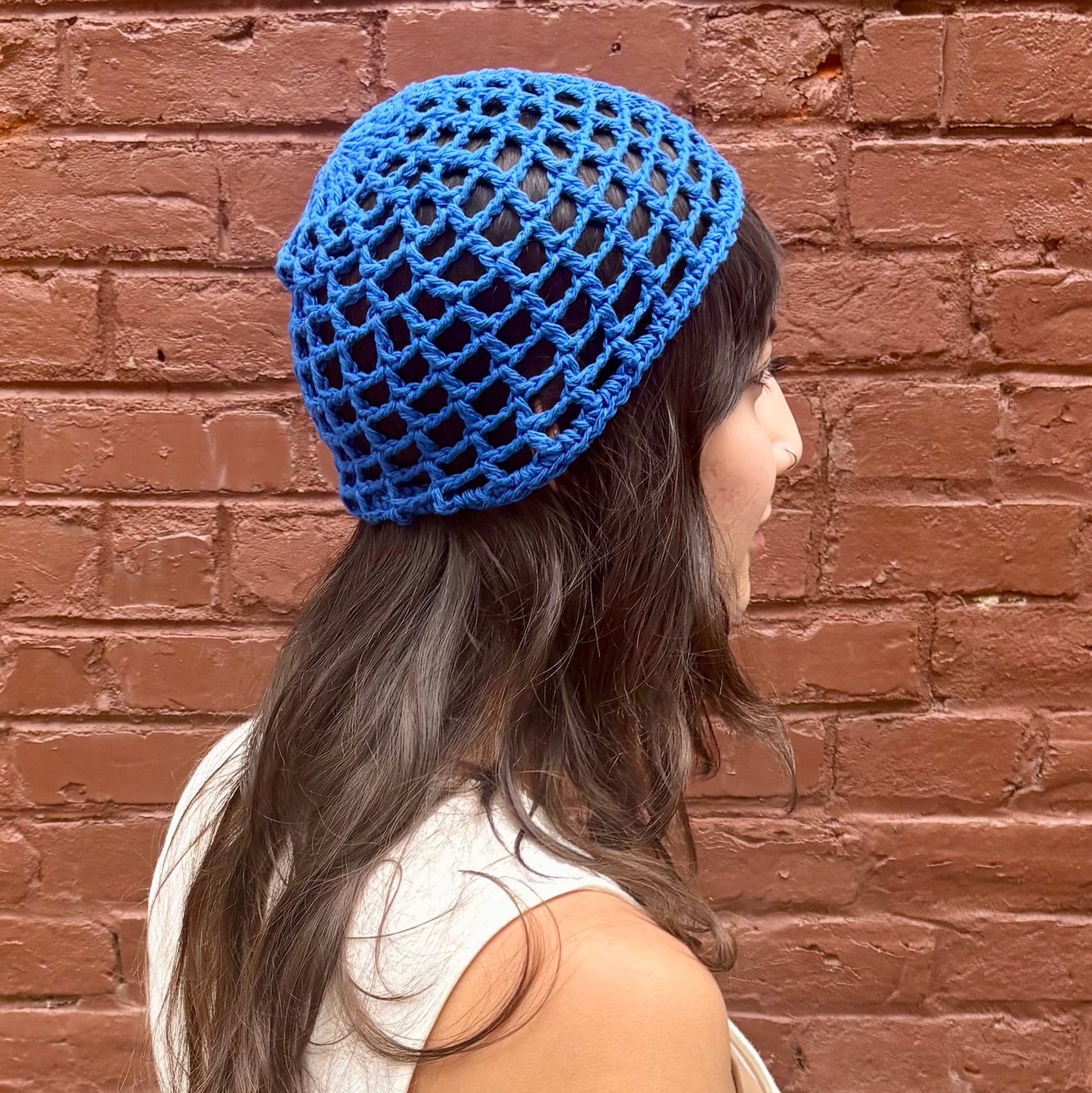 Crochet Juliet Cap in Royal Blue