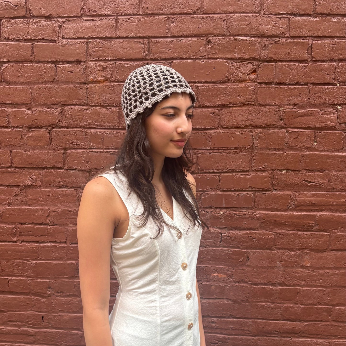 Crochet Juliet Cap in Slate Gray