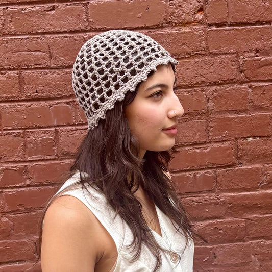 Crochet Juliet Cap in Slate Gray
