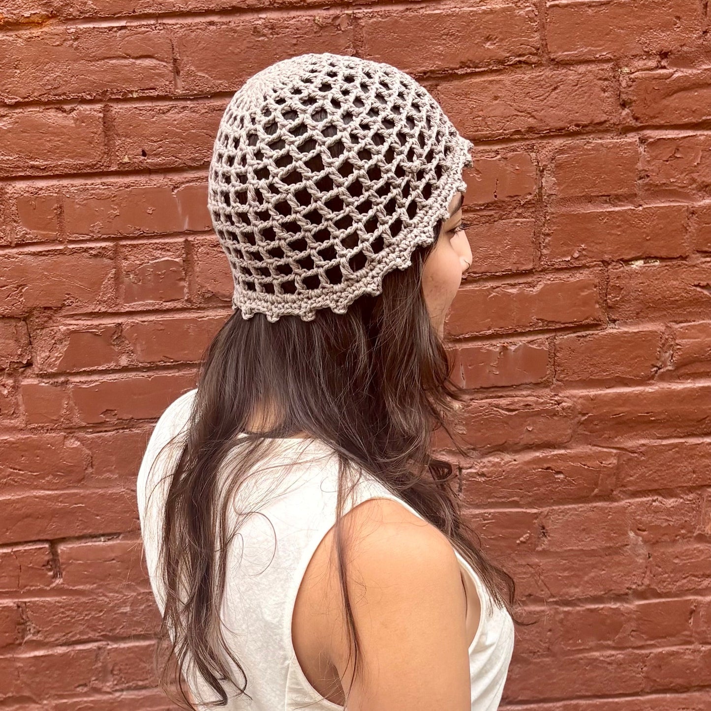 Crochet Juliet Cap in Slate Gray