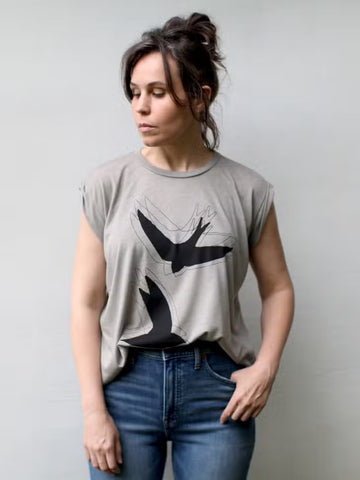 Chimney Swifts Birds Shirt Rolled Cuff Muscle Tee