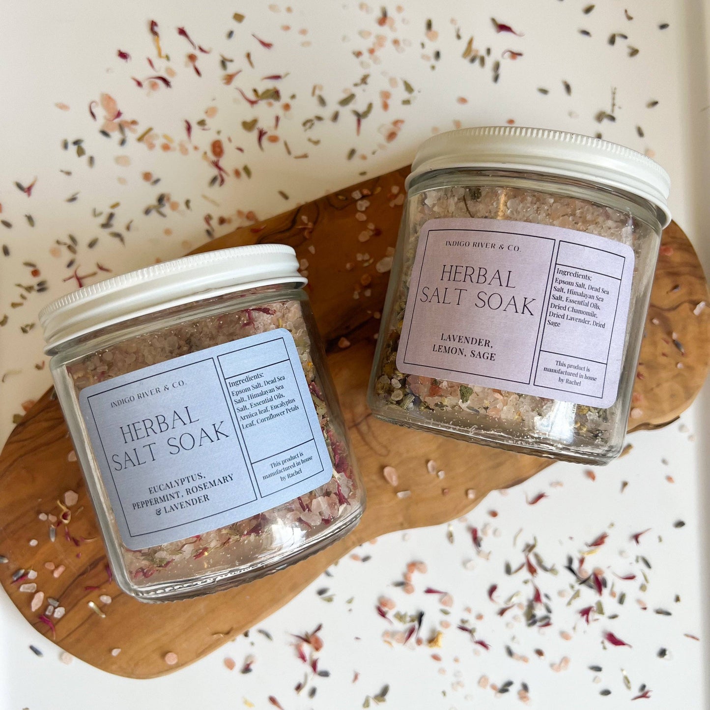 Indigo River & Co. Herbal Salt Soak 16 oz Glass Jar