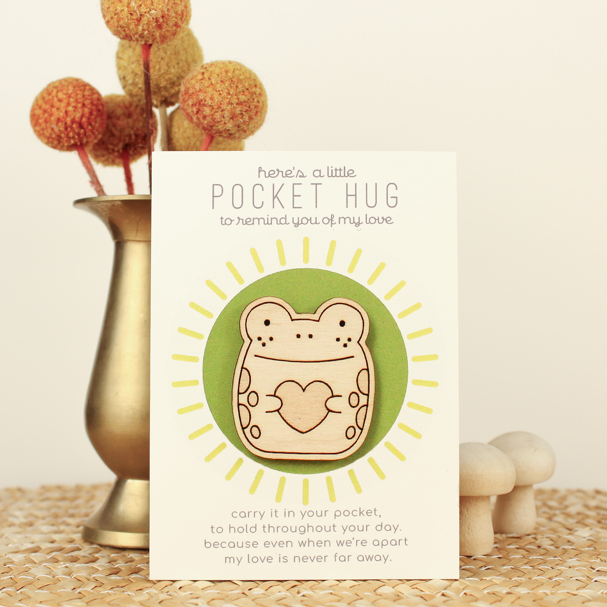 Oh, Little Wren Wooden Frog Pocket Hug