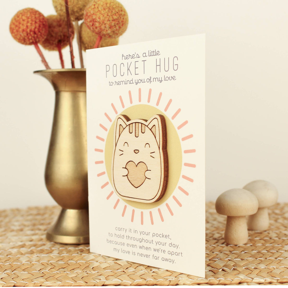 Oh, Little Wren Wooden Cat Pocket Hug