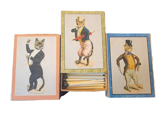 Handcrafted "Dapper Cats" Decorative Matchbox Collection. 3 Designs Available.