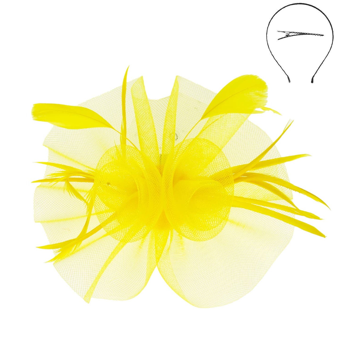 Floral Feather Sheer Mesh Fascinator (Available in 3 Colors)