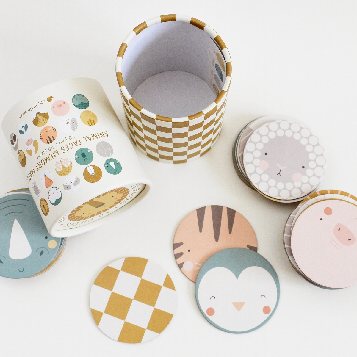 Oh, Little Wren Animal Faces Memory Match Game