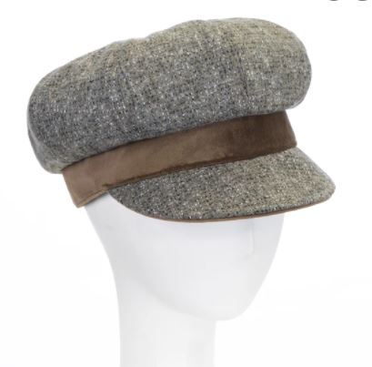 Giovannio Mush Tweed and Velvet Pageboy Cap (available in 2 colors)