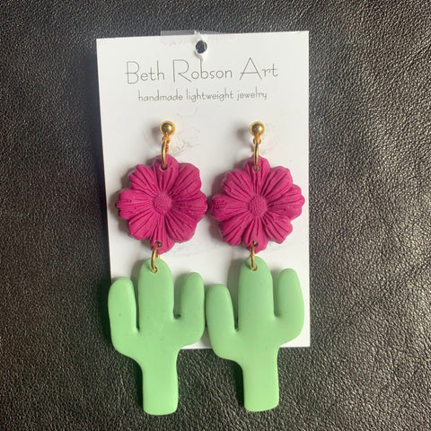Beth Robson Art Cactus Flower Earrings